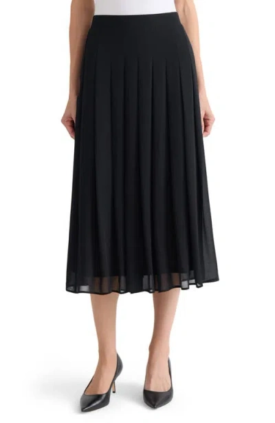 Kasper Pleated Pull-on Midi Skirt In Multi