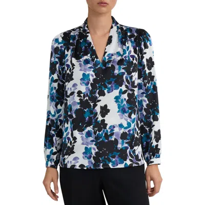 Kasper Pleated Shoulder Top In Blue