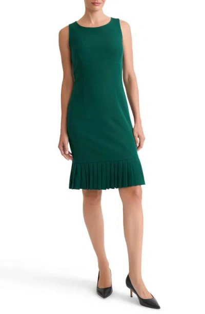 Kasper Pleated Sleeveless Sheath Dress In Green