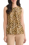Kasper Pleated Sleeveless Top In Animal Print