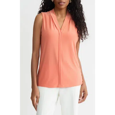 Kasper Pleated Sleeveless Top In Orange