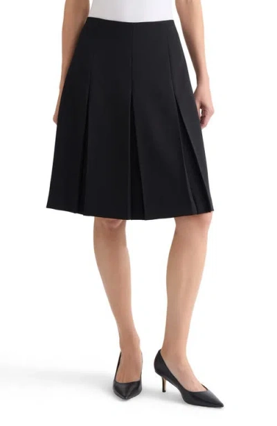 Kasper Pleated Stretch Crepe Skirt In Black