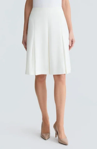 Kasper Pleated Stretch Crepe Skirt In White