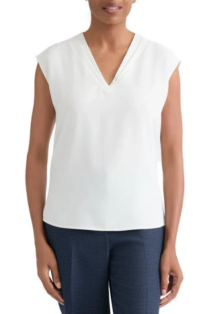 Kasper Pleated V-neck Top In Multi