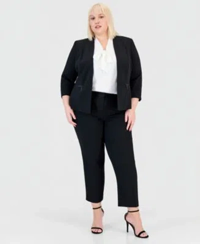 Kasper Plus Size 3 4 Sleeve Blazer Straight Leg Pants In Black