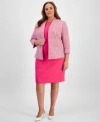 Kasper Plus Size 3 4 Sleeve Open Front Blazer Sleeveless Sheath Dress In Pink Perfection