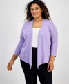 Kasper Women's Lurex A-line 3/4-sleeve Cardigan In Lavender Mist