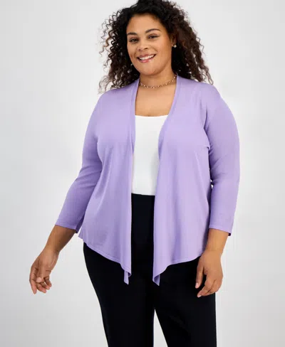 Kasper Women's Lurex A-line 3/4-sleeve Cardigan In Lavender Mist