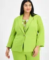 Kasper Plus Size 3/4-sleeve Eyelet Blazer In Kiwi