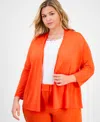Kasper Plus Size 3/4-sleeve Open-front Cardigan