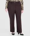 Kasper Plus Size Audrey Pull-on Mid-rise Trousers In Brown