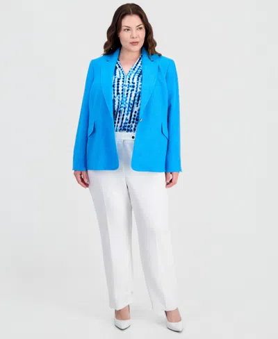 Kasper Plus Size Ava Straight-leg Pants In Blue
