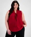 Kasper Tie Front Sleeveless Top In Fire Red