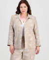 Kasper Plus Size Boxy Collared Jacket In Multi