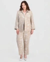 Kasper Plus Size Boxy Jacket Pull On Elastic Back Pants In Neutral