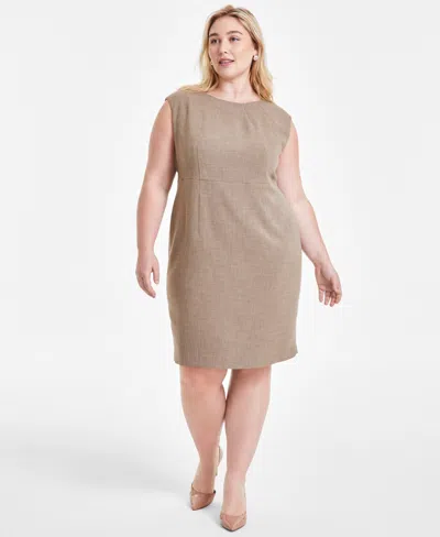 Kasper Plus Size Cap-sleeve Shell Dress In Cypress Grey