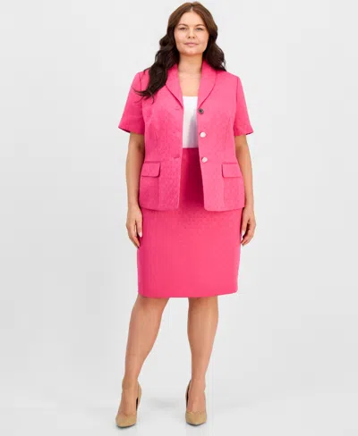 Kasper Plus Size Circle Jacquard Knee-length Pencil Skirt In Pink