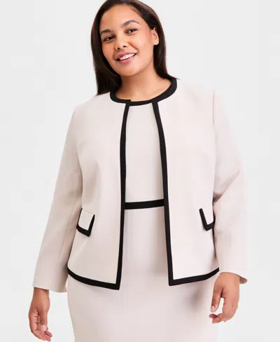 Kasper Plus Size Colorblocked Cardigan Jacket In Pink