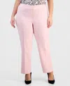 Kasper Plus Size Core Julia Stretch Mid-rise Straight-leg Pants In Pink