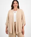 Kasper Plus Size Cozy Open-front Cardigan In Multi