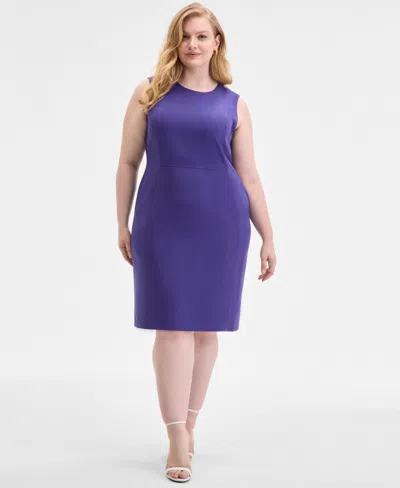 Kasper Plus Size Crewneck Sleeveless Sheath Dress