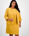 Kasper Plus Size Cuffed Open-front Multi-seam Blazer In Butterscotch