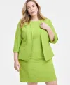 Kasper Plus Size Cuffed Open-front Multi-seam Blazer In Kiwi