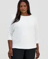 Kasper Plus Size Dolman-sleeve Knit Top In White