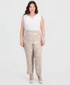 Kasper Plus Size Embroidered Pull-on Pants In Multi
