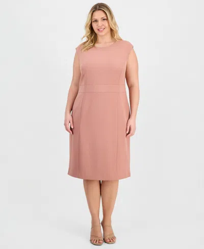 Kasper Plus Size Extended Cap Sleeve Sheath Dress In Pink