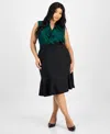 Kasper Plus Size Faux Suede Midi Skirt In Black