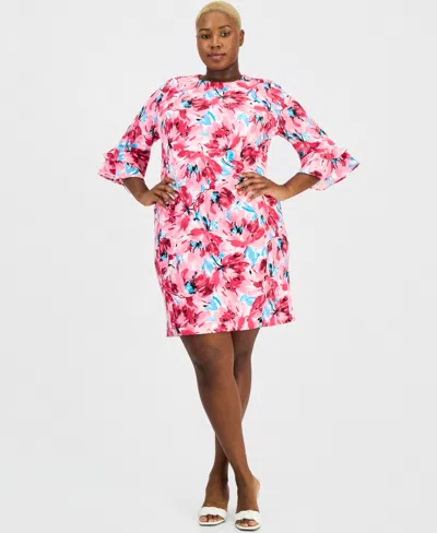 Kasper Plus Size Floral 3/4-sleeve Sheath Dress In Multi