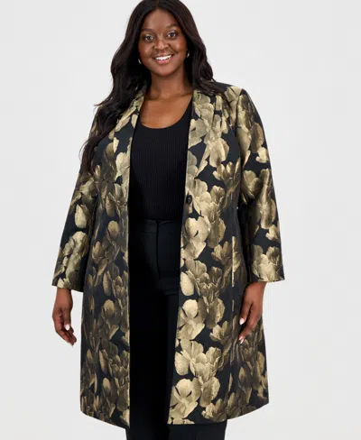 Kasper Plus Size Floral Jacquard Topper Jacket In Multi