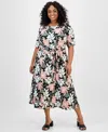 Kasper Plus Size Floral-print Midi Dress