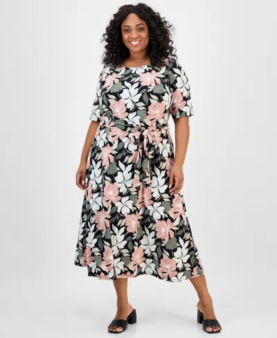Kasper Plus Size Floral-print Midi Dress