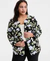 Kasper Plus Size Floral Print Open-front Jacket In Multi