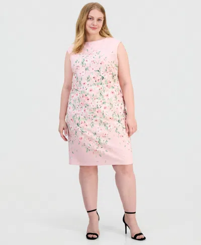 Kasper Plus Size Floral Sleeveless Sheath Dress In Multi
