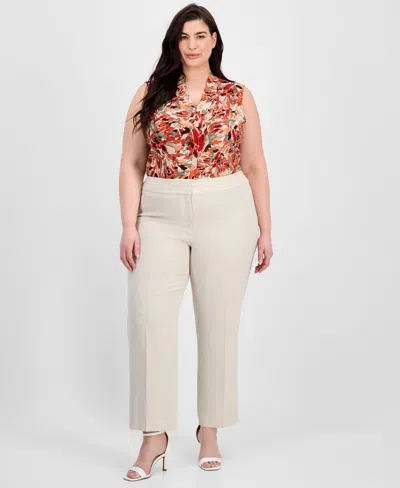 Kasper Plus Size High-rise Slim-leg Pants