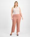 Kasper Plus Size High-rise Slim-leg Pants In Pink