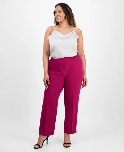 Kasper Plus Size High-rise Slim-leg Pants