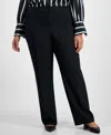 Kasper Plus Size High-rise Straight-leg Pants In Black