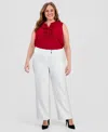 Kasper Plus Size High-rise Wide-leg Pants In White