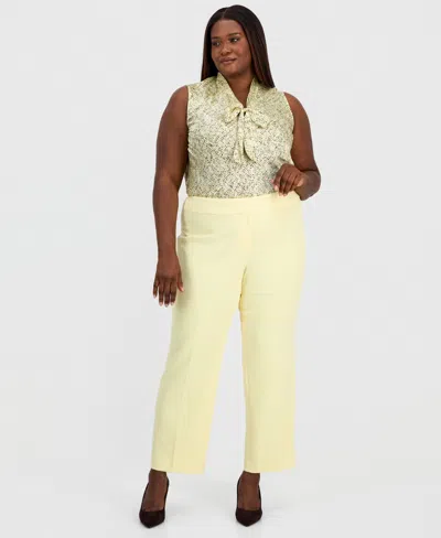 Kasper Plus Size High-rise Stretch Crepe Pants In Yellow