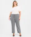 Kasper Plus Size Houndstooth-print High-rise Slim-fit Pants In Multi