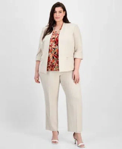 Kasper Plus Size Jacket Printed Top Pants