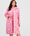 Kasper Plus Size Jacquard Collared Open-front Topper In Pink