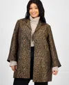 Kasper Plus Size Leopard Jacquard Open-front Jacket In Animal Print