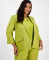 KASPER PLUS SIZE LINEN-BLEND BLAZER