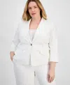 Kasper Plus Size Linen-blend Blazer In Lily White