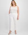 Kasper Plus Womens Pique Ankle Trouser Pants In Lily White